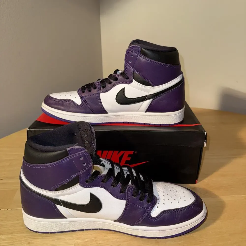 Size 9.5 Men Jordan 1 Retro High OG Court Purple 2.0 2020 With Box 555088-500